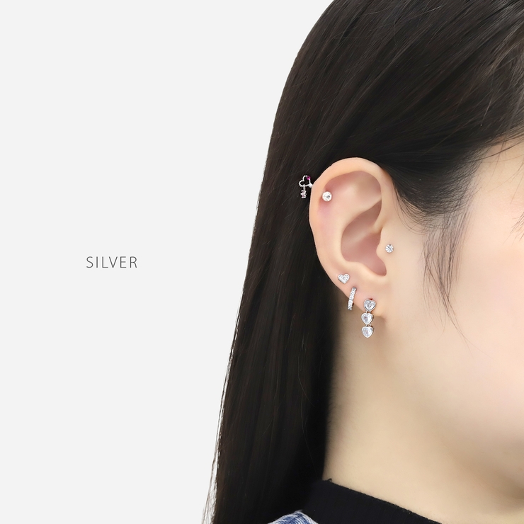 軟骨ピアス ハートジュエル大人カワイイ揺れる3連 ボディピアス | ボディピアス専門店凛RIN | 詳細画像5 