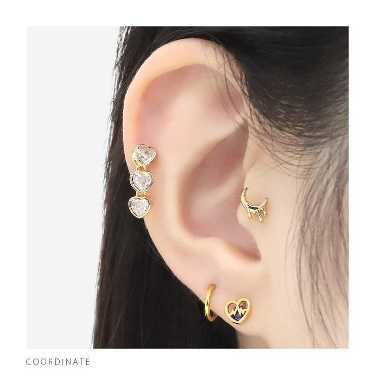 軟骨ピアス ハートジュエル大人カワイイ揺れる3連 ボディピアス | ボディピアス専門店凛RIN | 詳細画像6 
