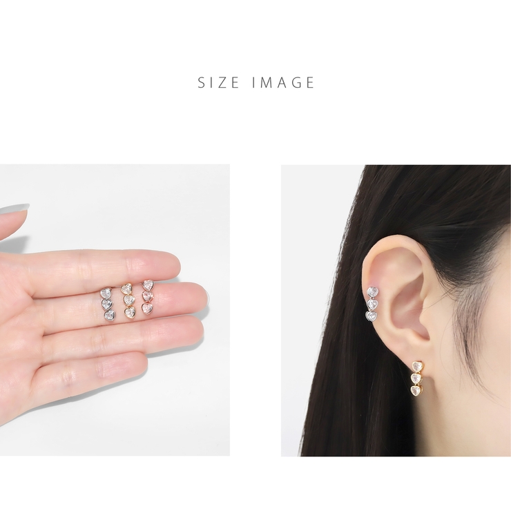 軟骨ピアス ハートジュエル大人カワイイ揺れる3連 ボディピアス | ボディピアス専門店凛RIN | 詳細画像8 