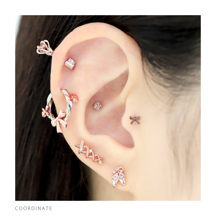 軟骨ピアス リボンりぼんフープシンプルバレエコアキャッチレスキュートかわいい ボ… | ボディピアス専門店凛RIN | 詳細画像6 