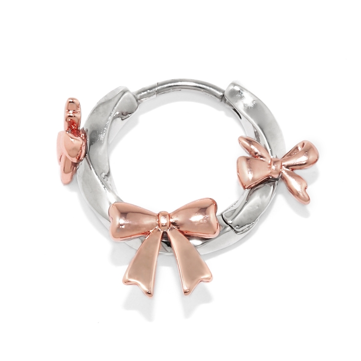 左耳 | 軟骨ピアス リボンりぼんフープシンプルバレエコアキャッチレスキュートかわいい ボ… | ボディピアス専門店凛RIN