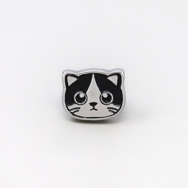 軟骨ピアス 猫ねこネコキャットフェイスかわいい白黒三毛はちわれ折れ
