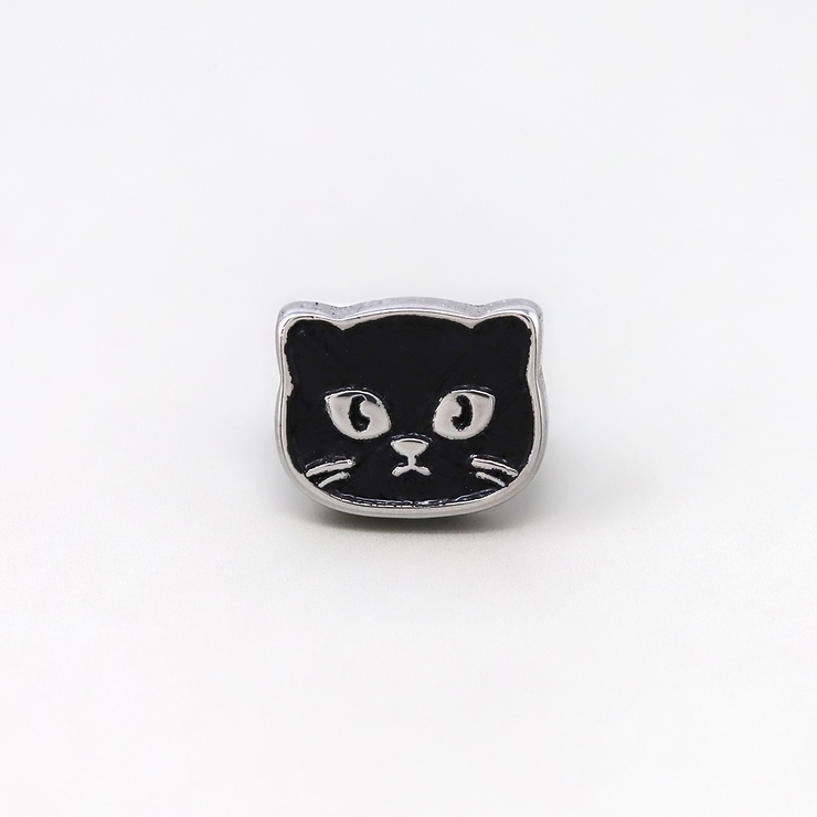 軟骨ピアス 猫ねこネコキャットフェイスかわいい白黒三毛はちわれ折れ