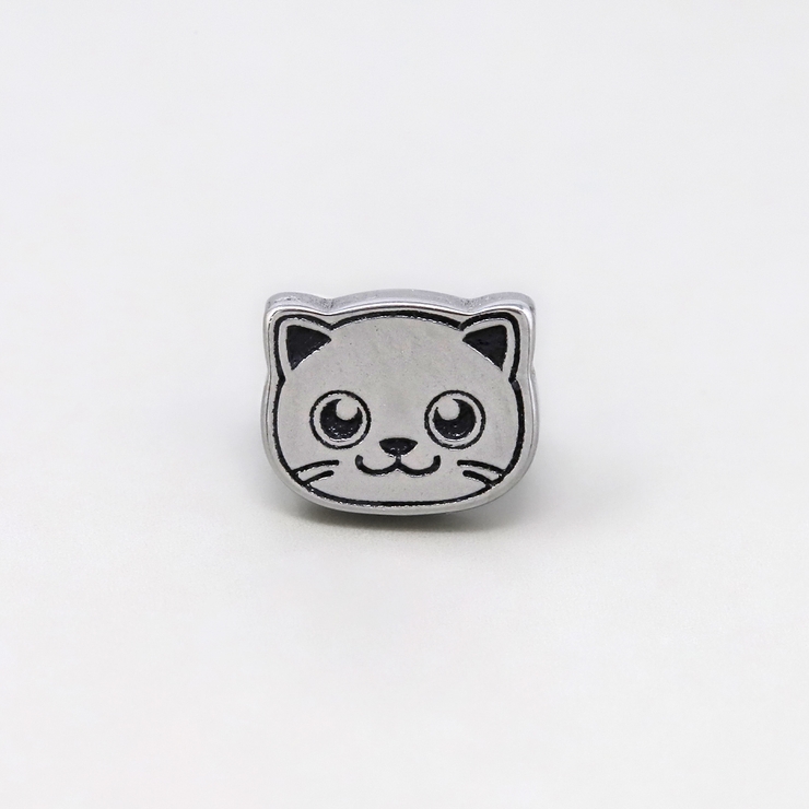 軟骨ピアス 猫ねこネコキャットフェイスかわいい白黒三毛はちわれ折れ