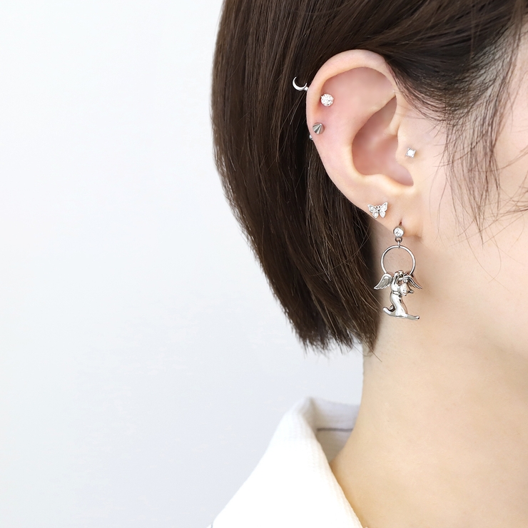 軟骨ピアスカスタムセット 猫エンジェル翼キャット人気 かわいい天使 | ボディピアス専門店凛RIN | 詳細画像3 