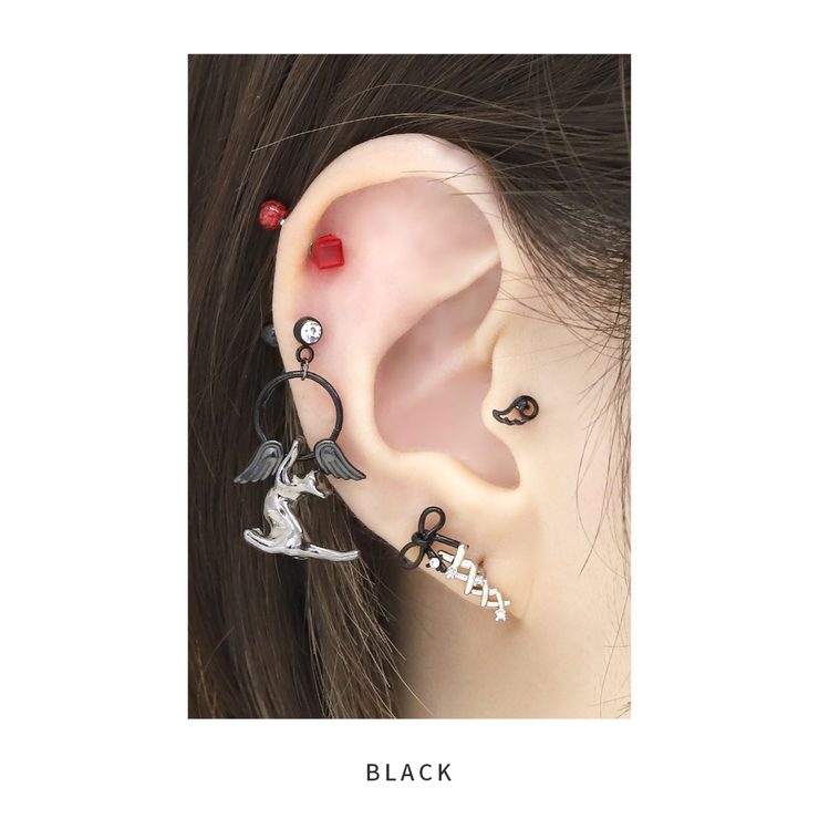 軟骨ピアスカスタムセット 猫エンジェル翼キャット人気 かわいい天使 | ボディピアス専門店凛RIN | 詳細画像9 