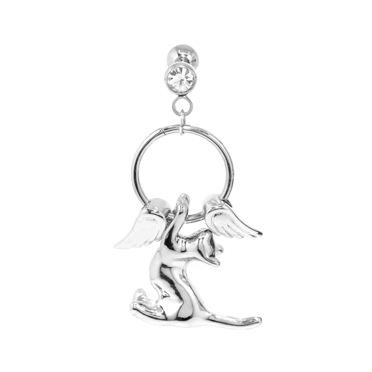 シルバー | 軟骨ピアスカスタムセット 猫エンジェル翼キャット人気 かわいい天使 | ボディピアス専門店凛RIN