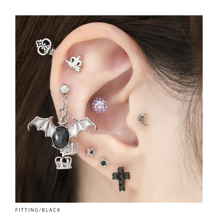 軟骨ピアスカスタムセット デビル悪魔コウモリ | ボディピアス専門店凛RIN | 詳細画像8 