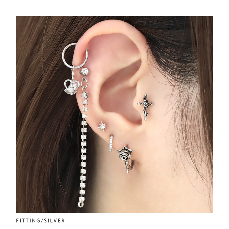 軟骨ピアスカスタムセット 王冠クラウンチェーン | ボディピアス専門店凛RIN | 詳細画像6 