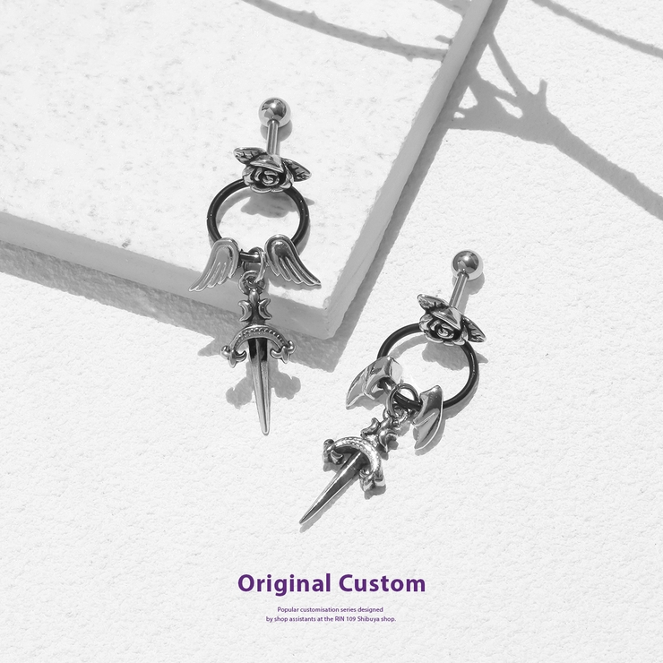 軟骨ピアスカスタムセット 薔薇バラ エンジェルデビル羽 | ボディピアス専門店凛RIN | 詳細画像4 