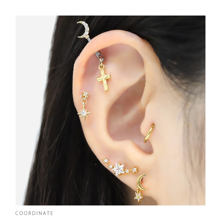 【セット】神カスタム 軟骨ピアス ハートムーンジュエルアンテナヘリックスクロスチ… | ボディピアス専門店凛RIN | 詳細画像7 