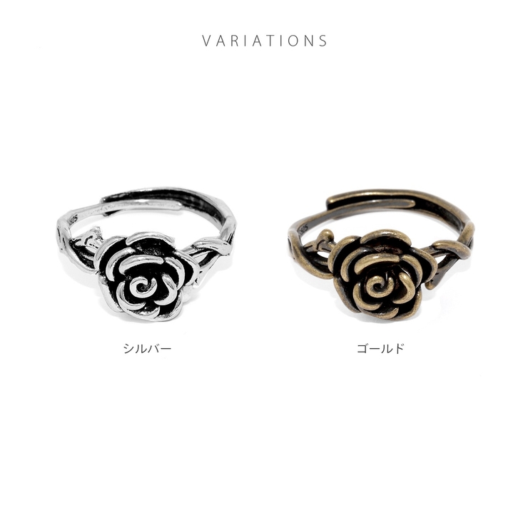 指輪リング アンティーク調ローズ薔薇モチーフバラスタイリッシュシルバーゴールド | ボディピアス専門店凛RIN | 詳細画像9 