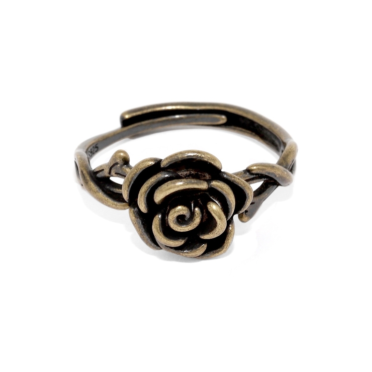 ゴールド | 指輪リング アンティーク調ローズ薔薇モチーフバラスタイリッシュシルバーゴールド | ボディピアス専門店凛RIN