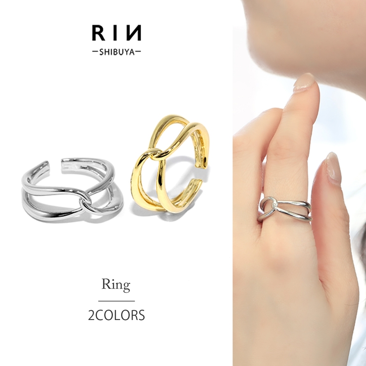 指輪リング キレイシンプルクロス 華奢サイズ調整オープン16金コーテイング | ボディピアス専門店凛RIN | 詳細画像1 