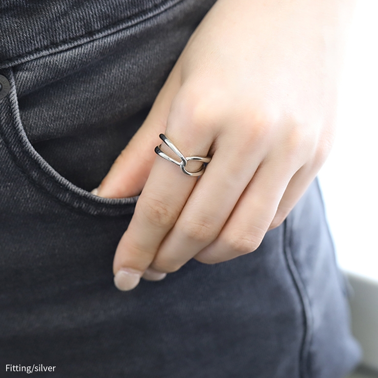 指輪リング キレイシンプルクロス 華奢サイズ調整オープン16金コーテイング | ボディピアス専門店凛RIN | 詳細画像3 
