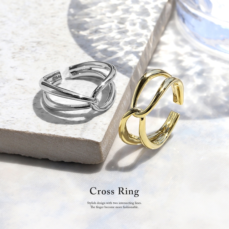 指輪リング キレイシンプルクロス 華奢サイズ調整オープン16金コーテイング | ボディピアス専門店凛RIN | 詳細画像4 