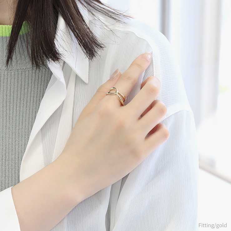 指輪リング キレイシンプルクロス 華奢サイズ調整オープン16金コーテイング | ボディピアス専門店凛RIN | 詳細画像5 