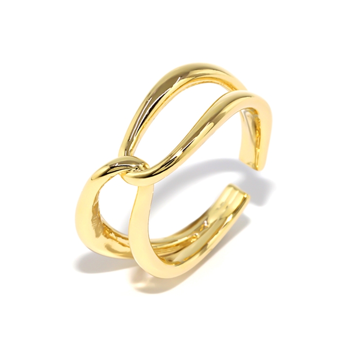 ゴールド | 指輪リング キレイシンプルクロス 華奢サイズ調整オープン16金コーテイング | ボディピアス専門店凛RIN