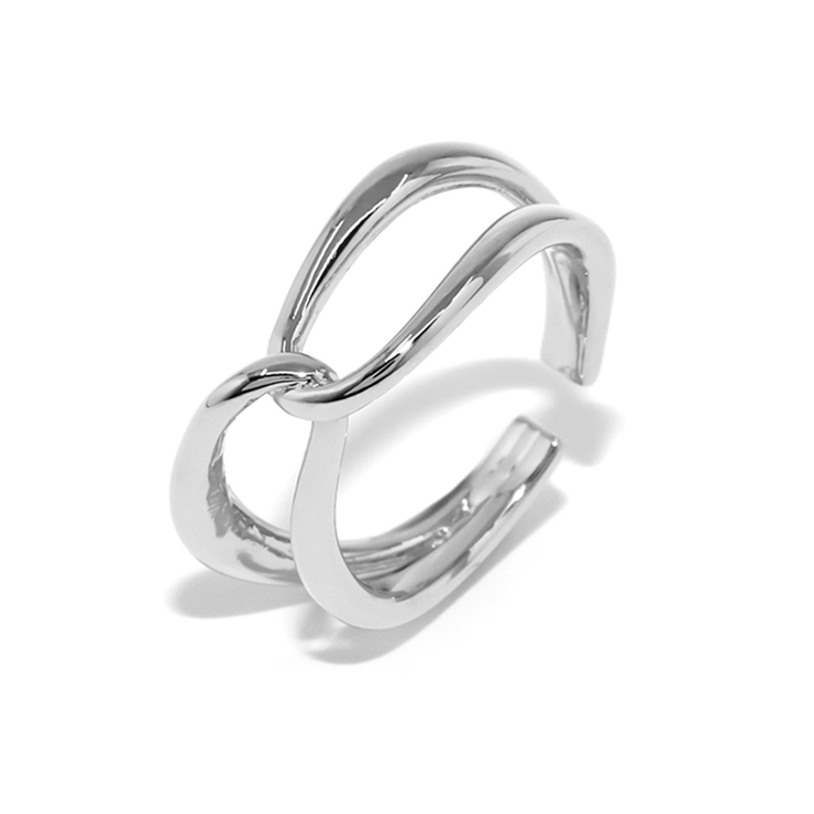 シルバー | 指輪リング キレイシンプルクロス 華奢サイズ調整オープン16金コーテイング | ボディピアス専門店凛RIN