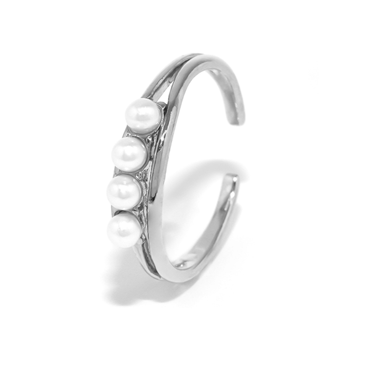 シルバー | 指輪リング シンプルパール4連デザインリング大人可愛い 上品オープンリング | ボディピアス専門店凛RIN