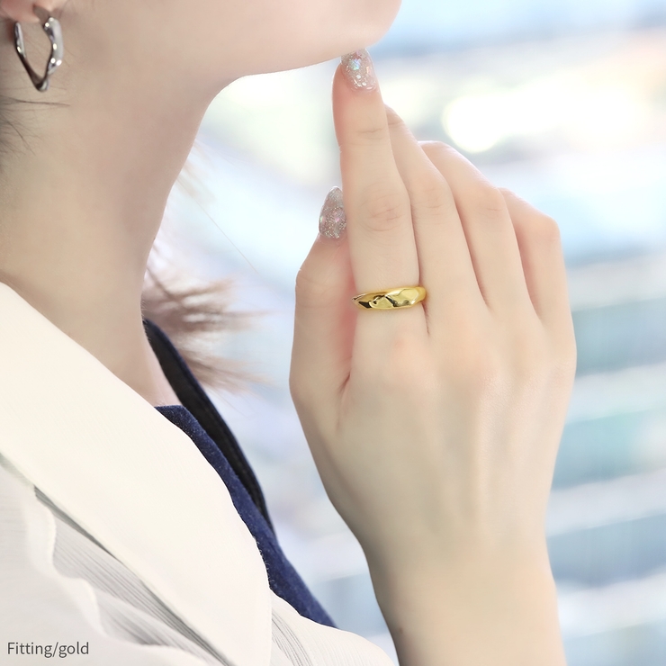 指輪リングシンプル 18金 アートゴツゴツ溶け岩肌模様 | ボディピアス専門店凛RIN | 詳細画像5 