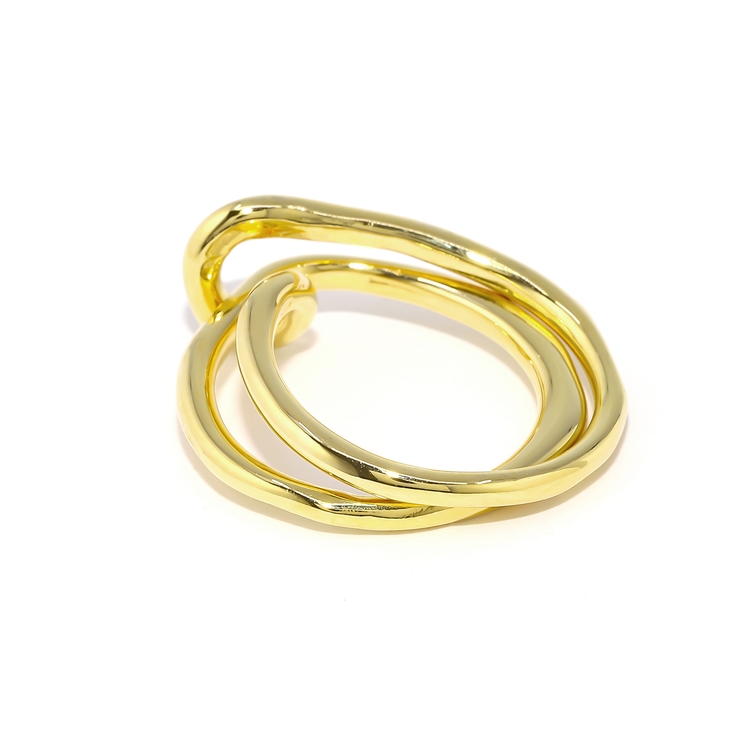 ゴールド | 指輪リング 2連ダブルフィンガー シンプルレイヤードファッションリング | ボディピアス専門店凛RIN