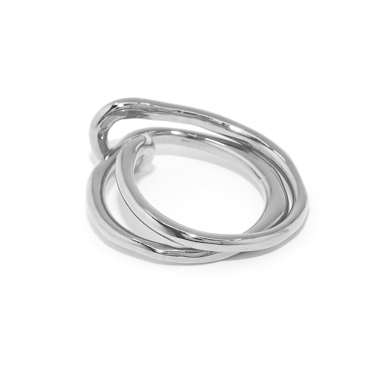 シルバー | 指輪リング 2連ダブルフィンガー シンプルレイヤードファッションリング | ボディピアス専門店凛RIN