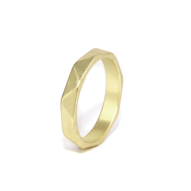 ヴィンテージゴールド | リング 八角形オクタゴンジオメトリック ボリューム18Kファッションリング | ボディピアス専門店凛RIN