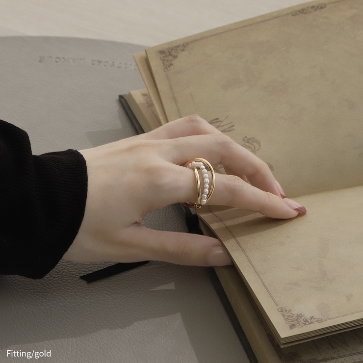 指輪リング スタイリッシュクロスライン パールフリーサイズシックオープンリング | ボディピアス専門店凛RIN | 詳細画像7 