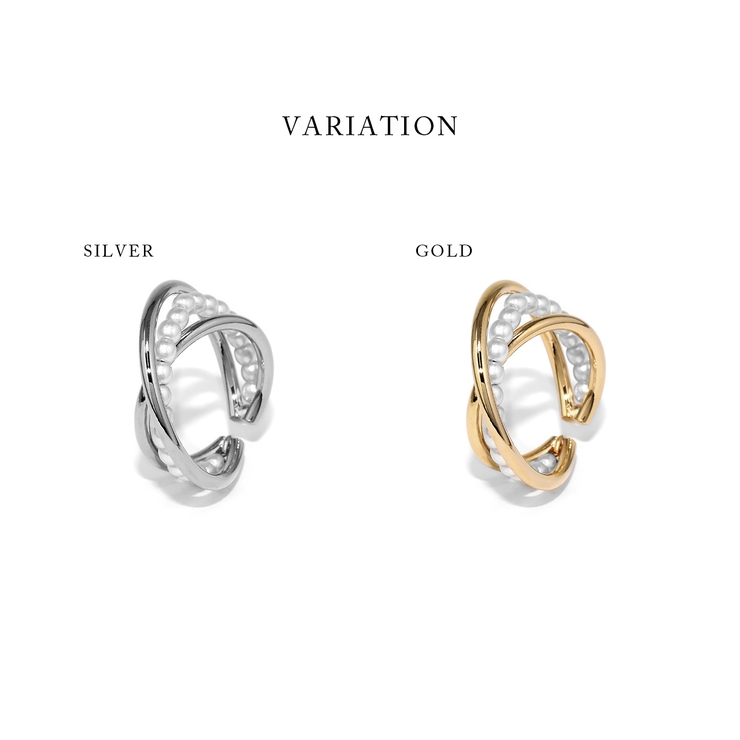 指輪リング スタイリッシュクロスライン パールフリーサイズシックオープンリング | ボディピアス専門店凛RIN | 詳細画像8 