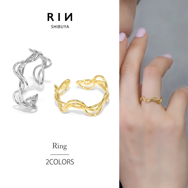 指輪レディースリング ウェーブ波 ほそみ上品オープンリングフォークリング | ボディピアス専門店凛RIN | 詳細画像1 