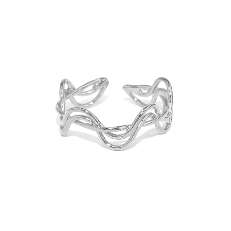 シルバー | 指輪レディースリング ウェーブ波 ほそみ上品オープンリングフォークリング | ボディピアス専門店凛RIN