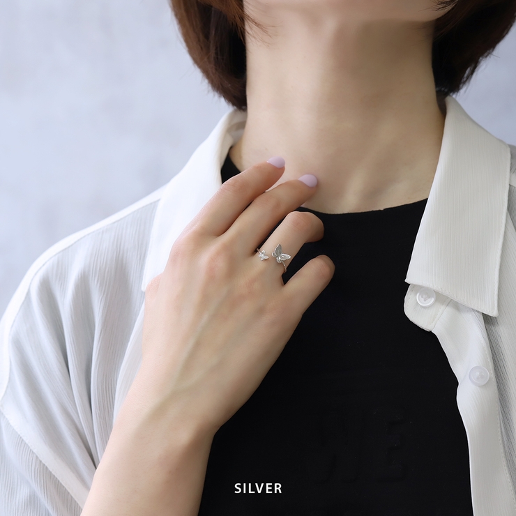 指輪レディースリング 蝶バタフライ ほそみかわいいオープンリングフォークリング | ボディピアス専門店凛RIN | 詳細画像2 