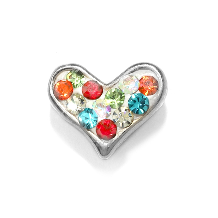 シルバー・ビビッドミックス | ハート カスタマイズキャッチ パーツネジ式 | ボディピアス専門店凛RIN