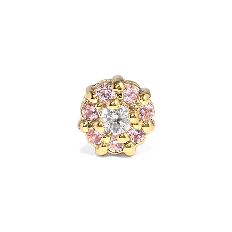 ゴールド/ピンク | 軟骨ピアス お花みたいなフラワージュエルビジュー花金属アレルギー ボディピアス | ボディピアス専門店凛RIN