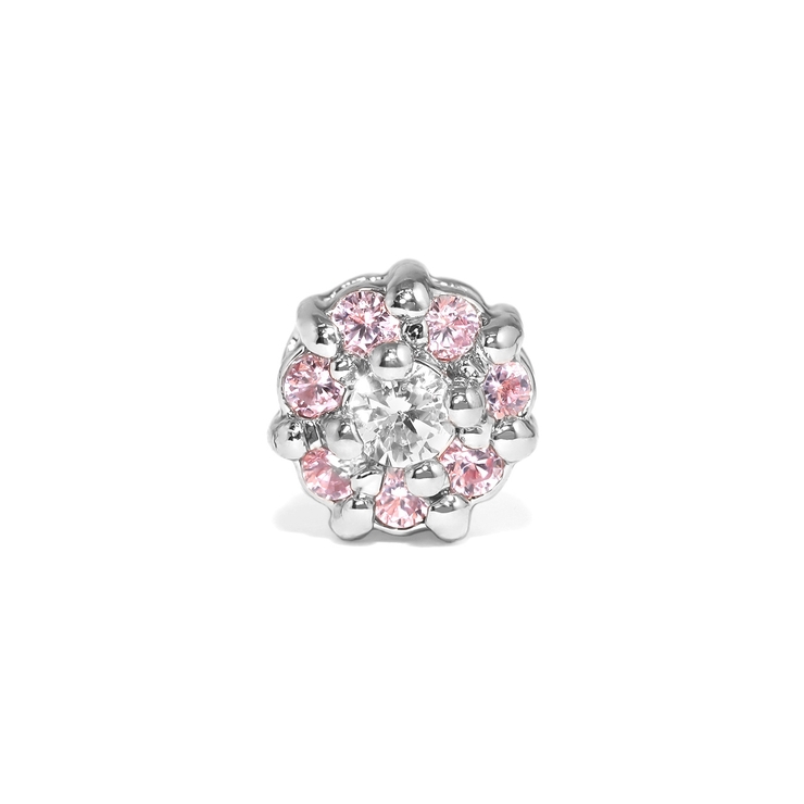 シルバー/ピンク | 軟骨ピアス お花みたいなフラワージュエルビジュー花金属アレルギー ボディピアス | ボディピアス専門店凛RIN