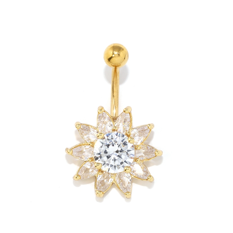 ゴールド | へそピアス0368 ジュエル 花ヘソピアス | ボディピアス専門店凛RIN