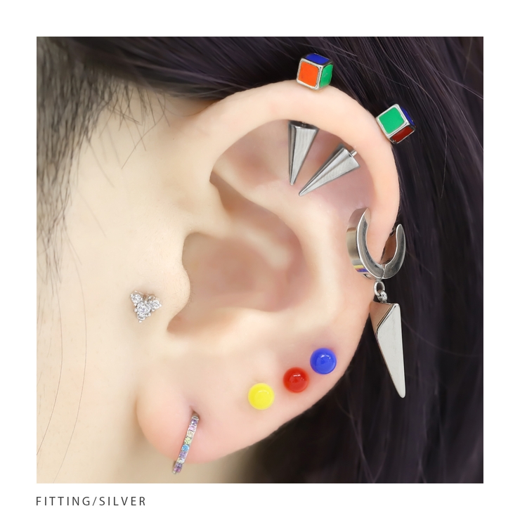 キャッチ軟骨ピアス キューブ四角カラフル カスタマイズ | ボディピアス専門店凛RIN | 詳細画像6 