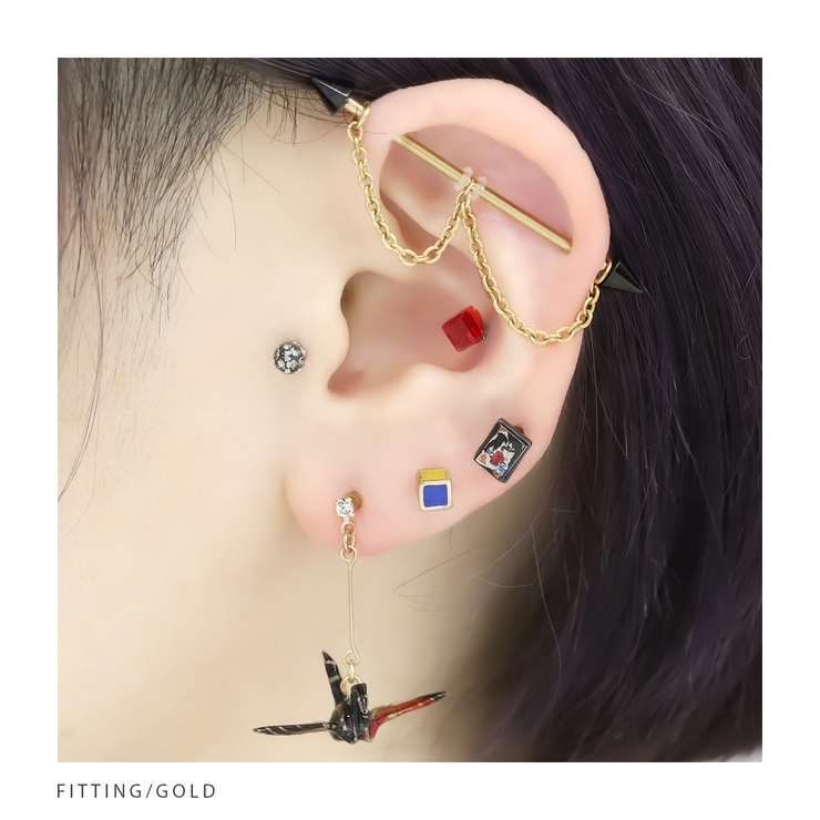 キャッチ軟骨ピアス キューブ四角カラフル カスタマイズ | ボディピアス専門店凛RIN | 詳細画像7 