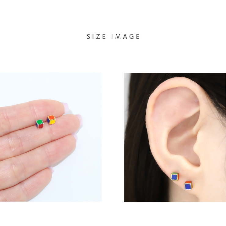 キャッチ軟骨ピアス キューブ四角カラフル カスタマイズ | ボディピアス専門店凛RIN | 詳細画像8 