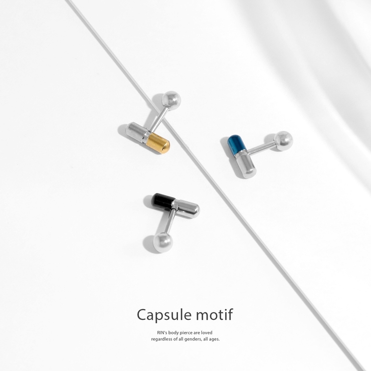 軟骨ピアス カプセル薬メタリックカラーゴールドブルーブラック ボディピアス | ボディピアス専門店凛RIN | 詳細画像2 