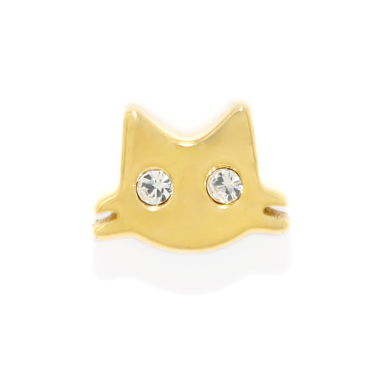 ねこ・ゴールド | 軟骨ピアス ネコねこ猫おさかな骨ゆらゆらかわいい黒金 ボディピアス | ボディピアス専門店凛RIN