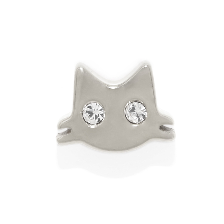 ねこ・シルバー | 軟骨ピアス ネコねこ猫おさかな骨ゆらゆらかわいい黒金 ボディピアス | ボディピアス専門店凛RIN