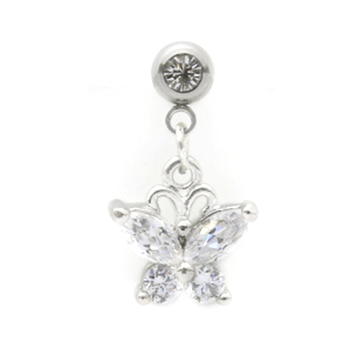 シルバー・クリア | ボディピアスラブレット 蝶バタフライ蝶々ちょうちょ 軟骨ピアス | ボディピアス専門店凛RIN
