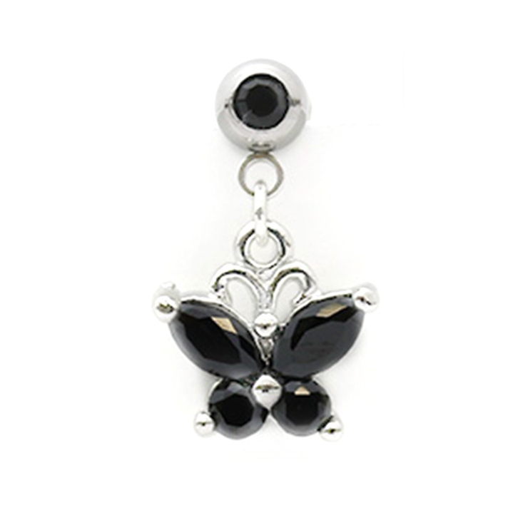 シルバー・ブラック | ボディピアスラブレット 蝶バタフライ蝶々ちょうちょ 軟骨ピアス | ボディピアス専門店凛RIN