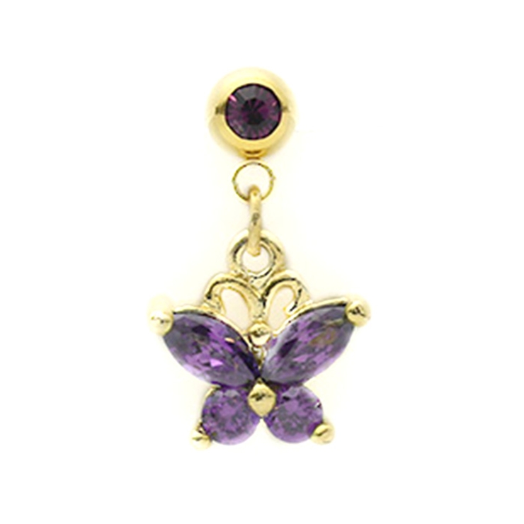 ゴールド・パープル | ボディピアスラブレット 蝶バタフライ蝶々ちょうちょ 軟骨ピアス | ボディピアス専門店凛RIN