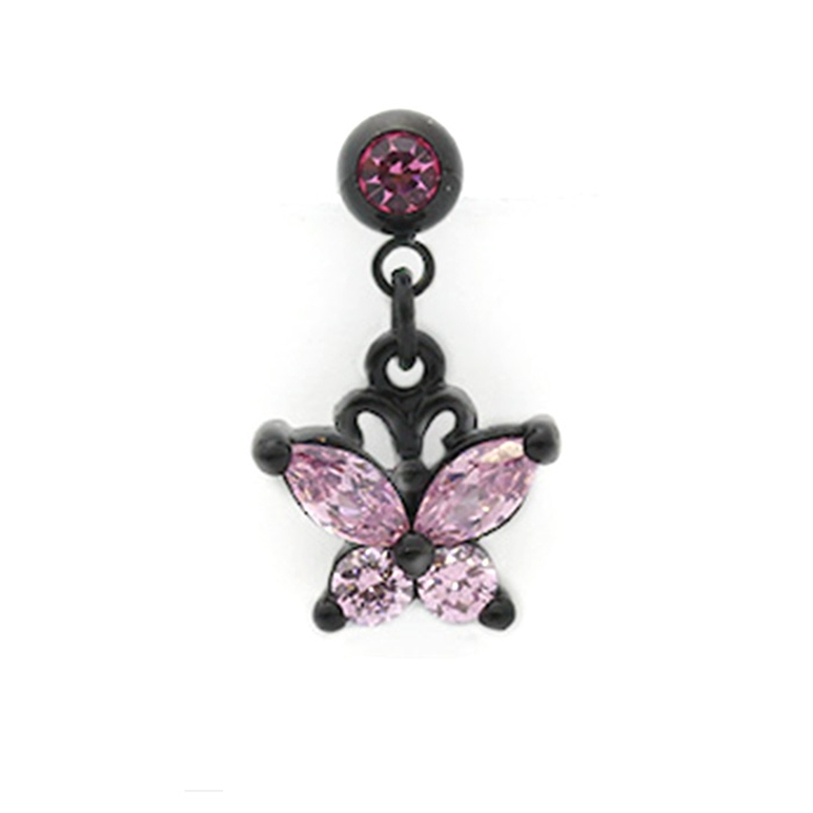 ブラック・ピンク | ボディピアスラブレット 蝶バタフライ蝶々ちょうちょ 軟骨ピアス | ボディピアス専門店凛RIN