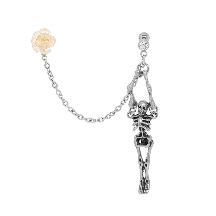 ホワイト | 軟骨ピアス 薔薇スカル骸骨ROSE＆SKULL カスタムセット | ボディピアス専門店凛RIN