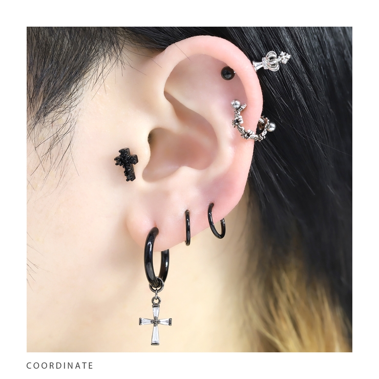 ステンレスピアス フープクロス十字架チャームセットジュエルキュービックジルコニア… | ボディピアス専門店凛RIN | 詳細画像18 