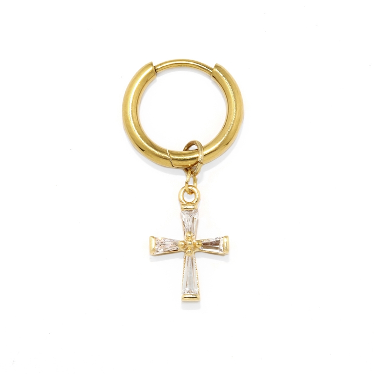 ゴールド | ステンレスピアス フープクロス十字架チャームセットジュエルキュービックジルコニア… | ボディピアス専門店凛RIN